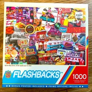 Flashbacks Quick Stop Diner 1000 Piece Puzzle